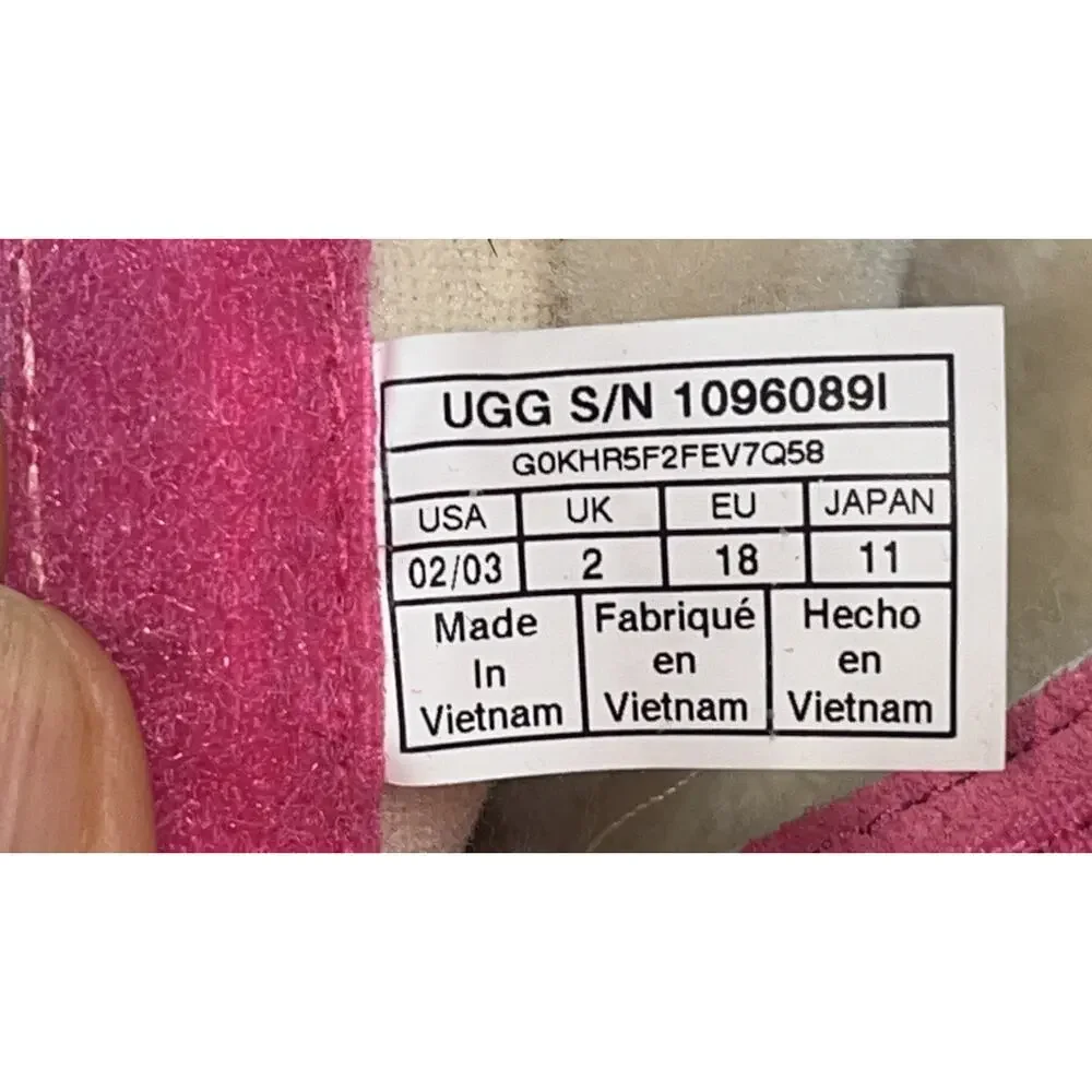 UGG AUSTRALIA TODDLER BOOTS SZ.02/03 S/N10960891 Baby Girl Pink Ugg